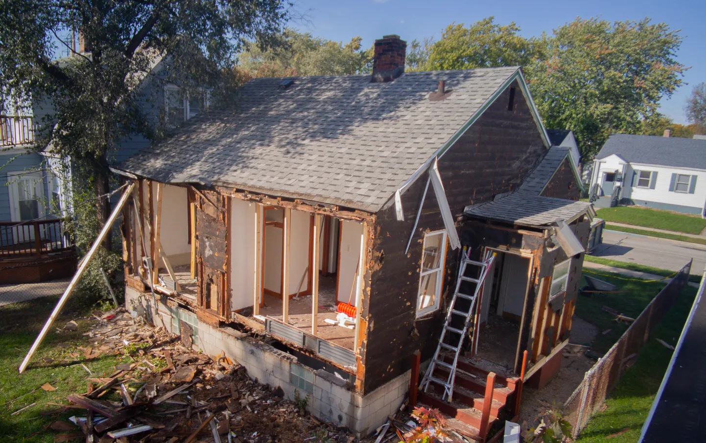 Residential home structural demolition