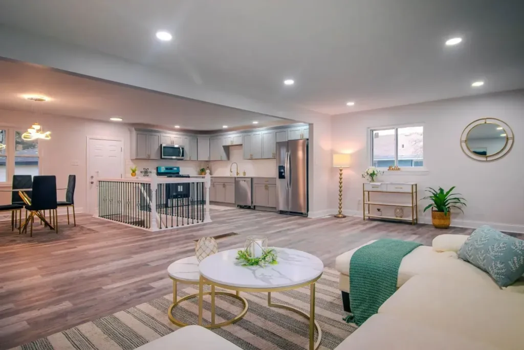 open concept living kitchen remodel