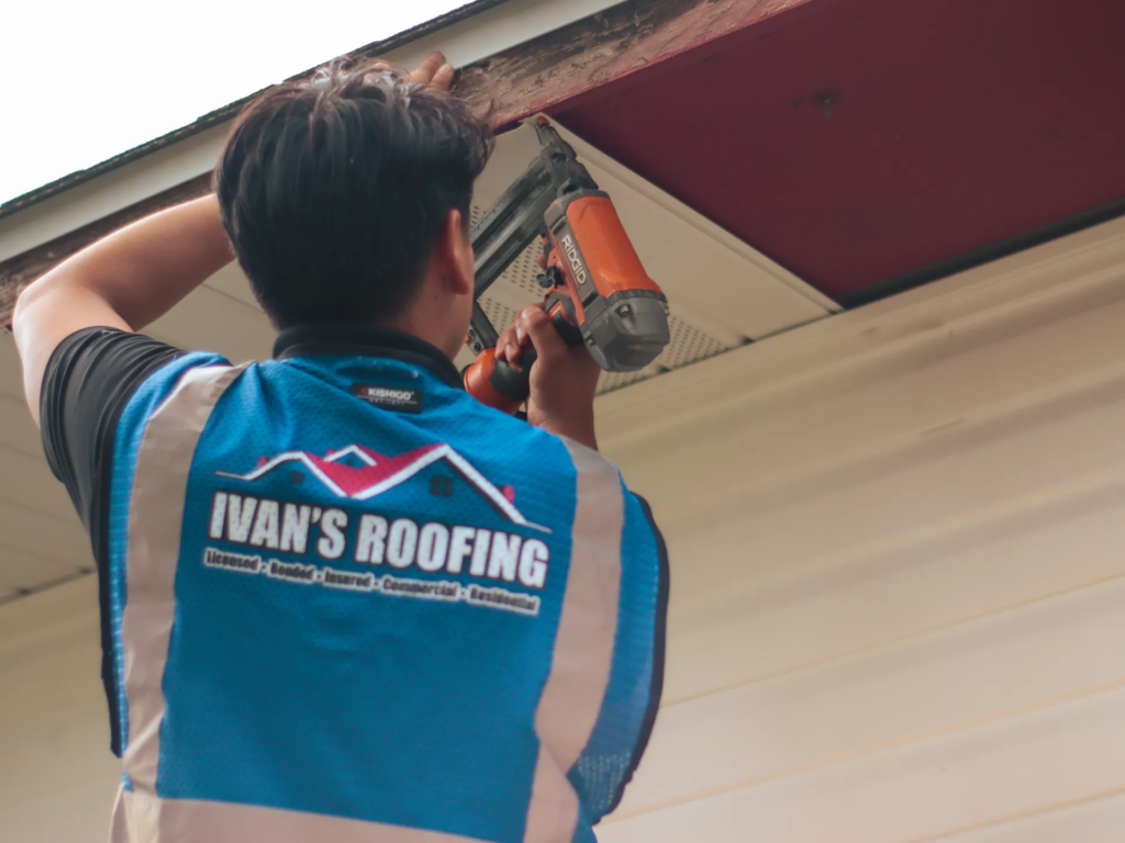 Ivan's Roofing installing soffit fascia