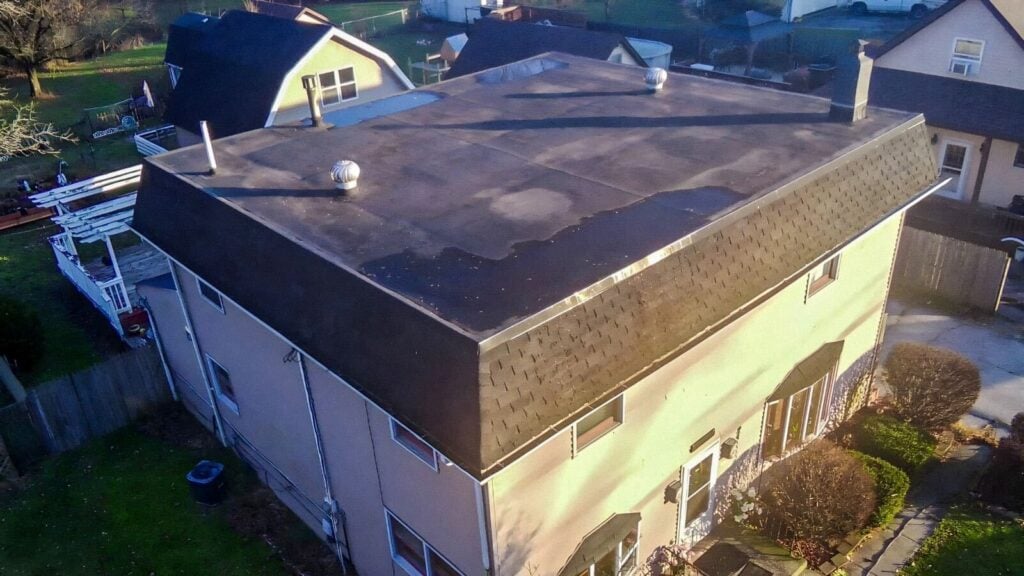 flat roof aerial drone view