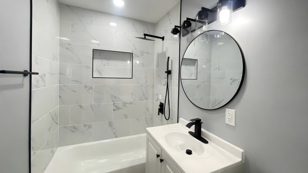 bathroom remodel Hammond IN modern bathroom renovation with updated vanity and shower