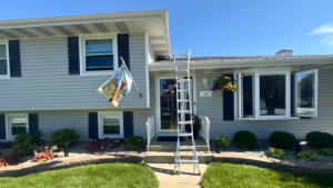 roof replacement timeline Indiana showing professional roof installation on a Northwest Indiana home