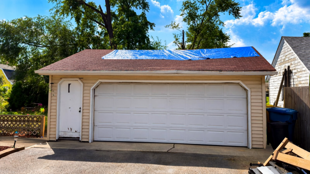 roof damage Indiana after a storm on a Highland home in Northwest Indiana